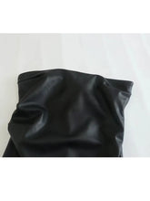 Black Faux Leather Dress Woman Off Shoulder Bodycon Long Dresses For Women Sexy Backless Dress  Midi Party Dresses